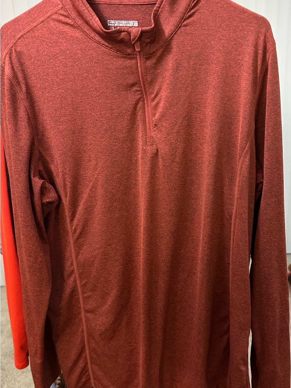 Amazon Women's Rust Heathered Long-Sleeve Quarter Zip Pullover